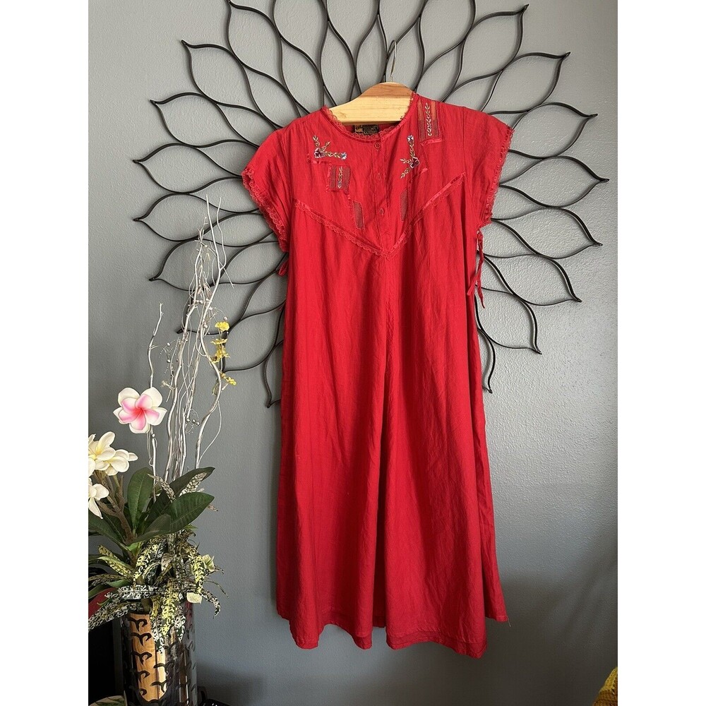 Beautiful Fab Brand Embroidery Long‎ Dress Large short sleeves ocean core Gauzy